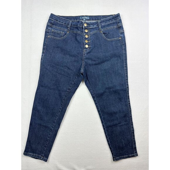Mod Cloth Exposed Button Fly Skinny Jeans Womens‎ Size 18 Blue Stretch - Picture 1 of 12